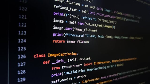 Scrolling Binary Program Code On Black Background