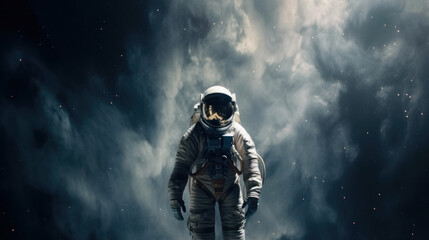 Naklejka premium Space suits isolated on space background. Ai generated.
