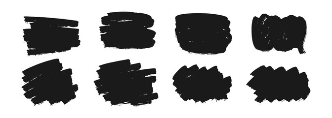 Abstract grunge ink brush stroke texture doodle set. Vector graphic