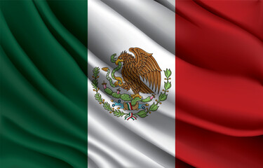 mexico national flag waving realistic vector illustration