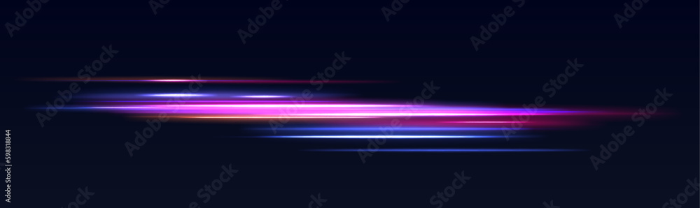 Poster Particle motion effect vectorRed blue special effect, speed police line. Magic of moving fast lines. Laser beams, horizontal light rays. Particle motion effect. Vector	