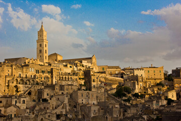 Obraz premium view of the ancient city of Matera in Basilicata in Italy made of rocks 