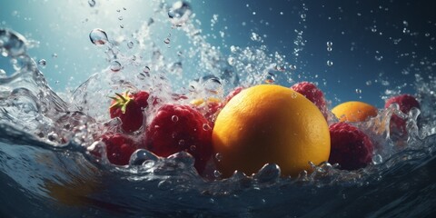Fototapeta na wymiar green vitamin space healthy drop fruit background water food fresh copy strawberry. Generative AI. Generative AI