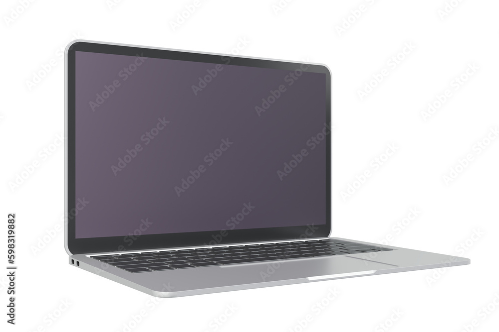 Wall mural laptop with blank screen or mock up computer