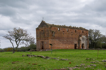 Classic view of the old building of the Calera de las Huerfanas during a gray sky