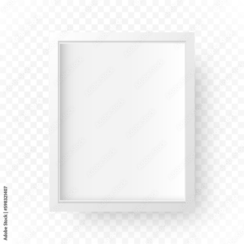 Poster realistic white frame with shadow on a transparent background. vector frame design template.