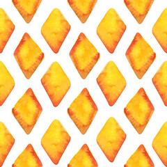 Watercolor seamless hand drawn geometrical pattern with colorful rhombuses