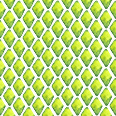 Fototapeta premium Watercolor seamless hand drawn geometric pattern with colorful rhombuses