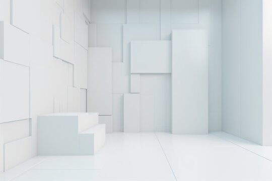 modern floor room indoor template minimal wall light mockup background interior white. Generative AI. Generative AI