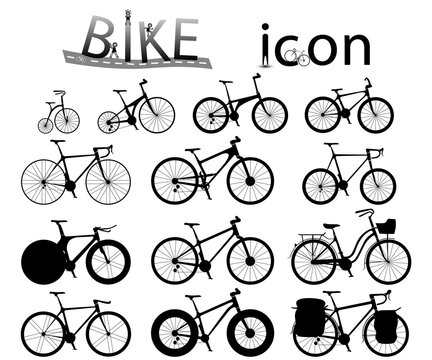 Set of silhouettes of sport bicycle on a white background