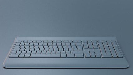 3d render of black Monochrome computer keyboard,