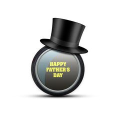 Happy Father's Day background. Car wheel, and hat cylinder, isolated on a white background. Holidays.