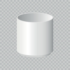 Realistic white cup isolated on transparent background. Vector Template for Mockup. Vector illustration