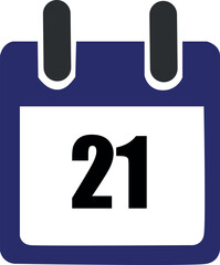 Calendar icon. Calendar design. Day of the month. Day 21st. Day 21. 