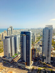foreground High-rise buildings in Israel 2023 Top view.