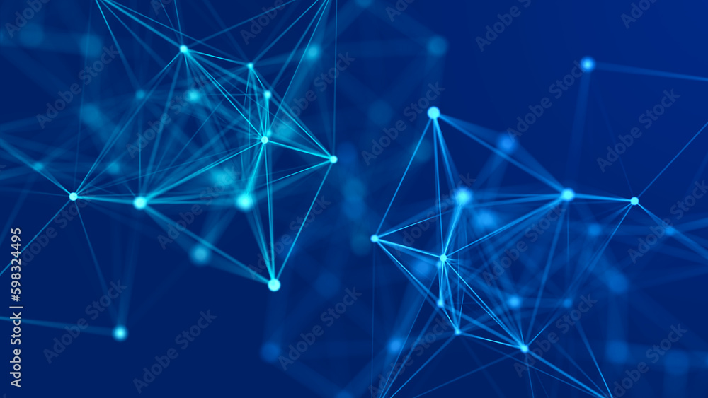 Poster abstract digital science background. a stream of luminous particles. big data visualization. 3d rend