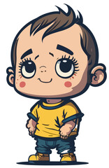 high quality vector illustration of a baby boy with a smile isolated on white background.