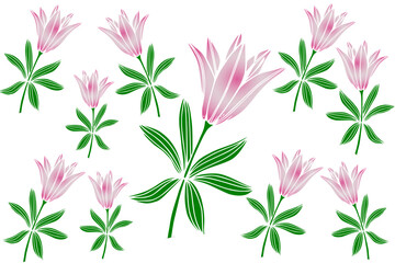 Trendy pattern made of beautiful wood lily flowers, spring and summer background