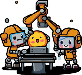 Human is working with robot png graphic clipart design