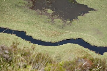 View on a lake in the Wicklow Mountains National Park from above