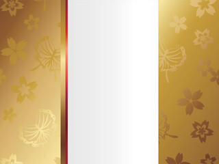 高級感のある和柄背景　横位置　蝶々と桜