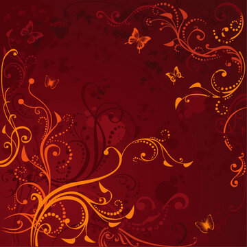 Flower pattern slowly appearing on red background.