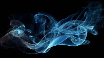 Fototapeta premium blue smoke effect abstract on black background ,generative ai