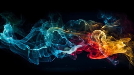 Fototapeta na wymiar colourful smoke abstract on black background ,generative ai