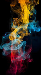 Obraz premium colourful smoke abstract on black background ,generative ai