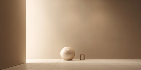 Minimalistic light beige wall in an empty room for presentation background. Elegant lighting with abstract shadows. - Generative AI 