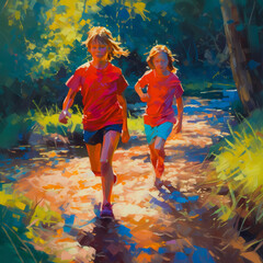 Summer Authentic outdoor experiences, showcase warm-weather adventure, fun, Hand drawn abstract, Vibrant Ink And Luministic Oil Painting, Background, artwork Concept, Abstract luxury, generative AI
