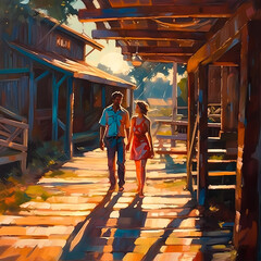 Summer Authentic outdoor experiences, showcase warm-weather adventure, fun, Hand drawn abstract, Vibrant Ink And Luministic Oil Painting, Background, artwork Concept, Abstract luxury, generative AI
