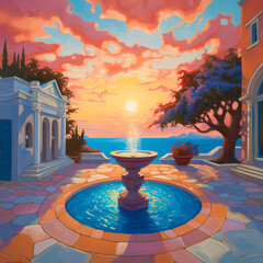 Summer Authentic outdoor experiences, showcase warm-weather adventure, fun, Hand drawn abstract, Vibrant Ink And Luministic Oil Painting, Background, artwork Concept, Abstract luxury, generative AI
