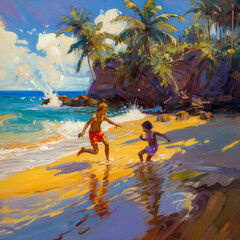 Summer Authentic outdoor experiences, showcase warm-weather adventure, fun, Hand drawn abstract, Vibrant Ink And Luministic Oil Painting, Background, artwork Concept, Abstract luxury, generative AI
