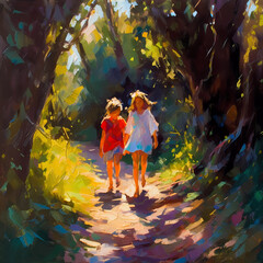 Summer Authentic outdoor experiences, showcase warm-weather adventure, fun, Hand drawn abstract, Vibrant Ink And Luministic Oil Painting, Background, artwork Concept, Abstract luxury, generative AI
