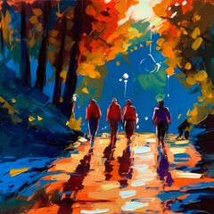 Summer Authentic outdoor experiences, showcase warm-weather adventure, fun, Hand drawn abstract, Vibrant Ink And Luministic Oil Painting, Background, artwork Concept, Abstract luxury, generative AI
