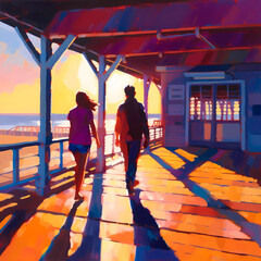 Summer Authentic outdoor experiences, showcase warm-weather adventure, fun, Hand drawn abstract, Vibrant Ink And Luministic Oil Painting, Background, artwork Concept, Abstract luxury, generative AI
