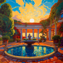 Summer Authentic outdoor experiences, showcase warm-weather adventure, fun, Hand drawn abstract, Vibrant Ink And Luministic Oil Painting, Background, artwork Concept, Abstract luxury, generative AI
