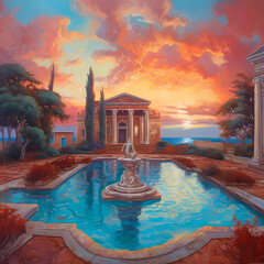 Summer Authentic outdoor experiences, showcase warm-weather adventure, fun, Hand drawn abstract, Vibrant Ink And Luministic Oil Painting, Background, artwork Concept, Abstract luxury, generative AI
