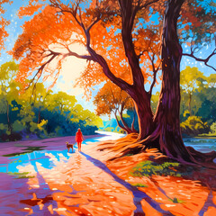 Summer Authentic outdoor experiences, showcase warm-weather adventure, fun, Hand drawn abstract, Vibrant Ink And Luministic Oil Painting, Background, artwork Concept, Abstract luxury, generative AI
