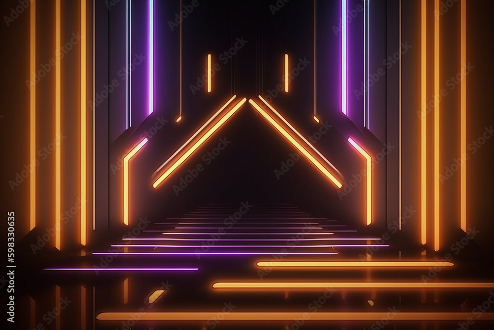 Aufkleber a dark background with neon lights that create a futuristic and sci-fi mood, generative ai