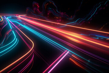 Fototapeta na wymiar A sci-fi futuristic dark background with neon lights, Generative AI