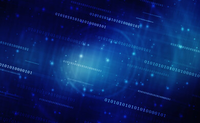 Binary Code Background, Digital Abstract technology background, flowing number one and zero text in binary code format in technology background. Internet Big data Concept