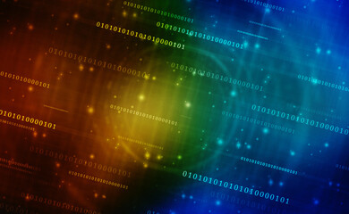 Fototapeta premium Binary Code Background, Digital Abstract technology background, flowing number one and zero text in binary code format in technology background. Internet Big data Concept
