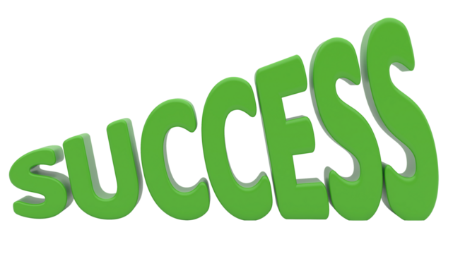 Success 3d word, text for poster isolated over transparent background. PNG