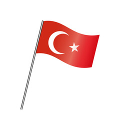 Turkey flag state symbol isolated on background national banner. Greeting card National Independence Day of the republic of Turkey. Illustration banner with realistic state flag. Vector