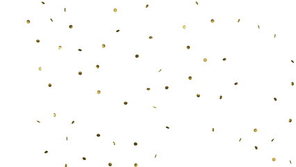 Gold confetti background, isolated on transparent background