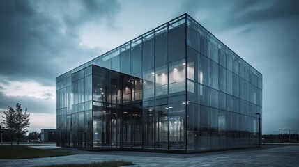 The use of glass and metal finishes gives this building a sleek, futuristic feel. AI generated