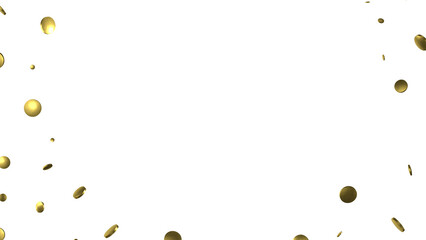 Golden confetti falling down isolated on transparent background.
