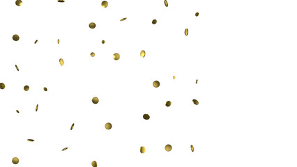 Gold confetti background, isolated on transparent background